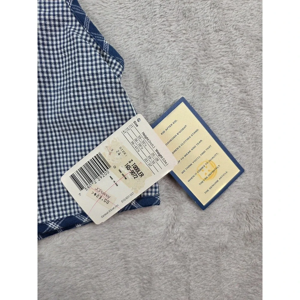 Vibtage OshKosh Vest Size 3T Gingham Check USA‎ Button Up